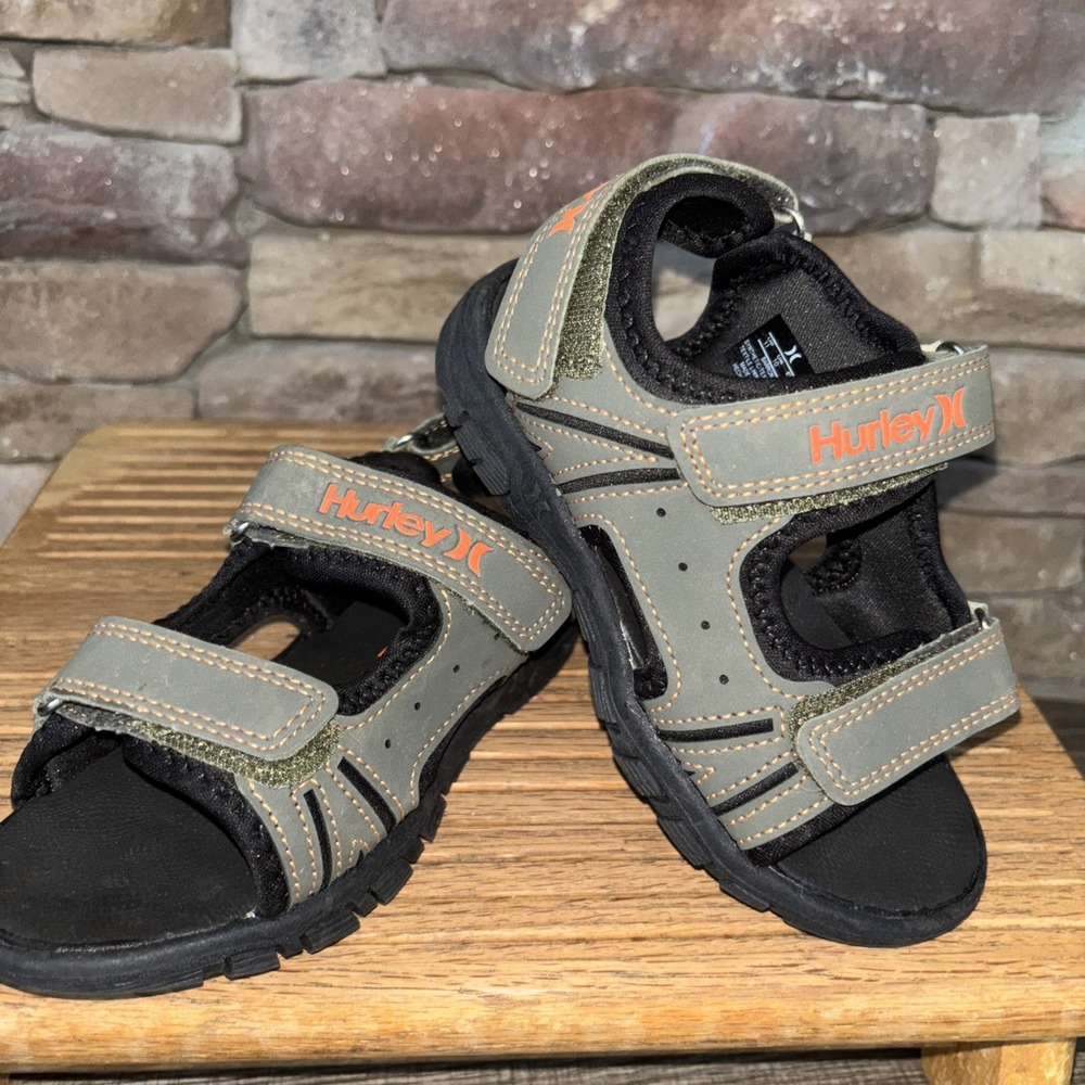 Hurley Sandals Toddler Double Strap Adjustable Hook and Loop 11 Green